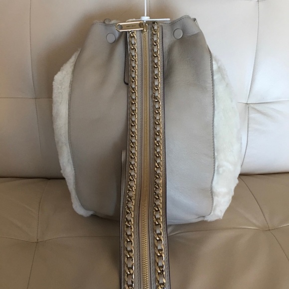 NEW Jimmy Choo Echo Convertible Backpack Shearling - Picture 2 of 8
